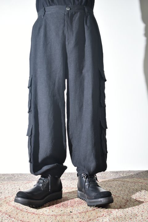 Linen Cargo Pants "Black" / リネンカーゴパンツ"ブラック"