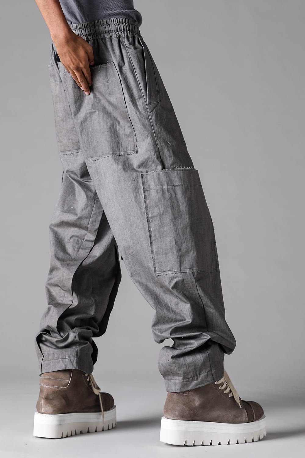 《2027SS先行予約》Sumi Dyed Wide Cargo Pants"Grey / L.Grey" / 墨染ワイドカーゴパンツ"グレー/ライトグレー"