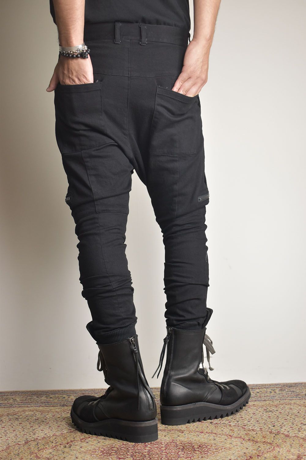 Stretch Denim Salopette Pocket Cargo Jogger Pants "Black" / ストレッチデニムサロペットポケットカーゴジョグパンツ"ブラック"