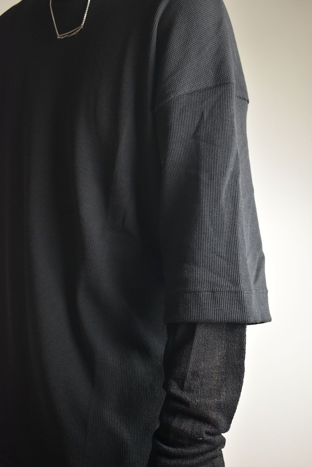 Layered Crew Neck Top"Black" / レイヤードクルーネックトップ"ブラック"