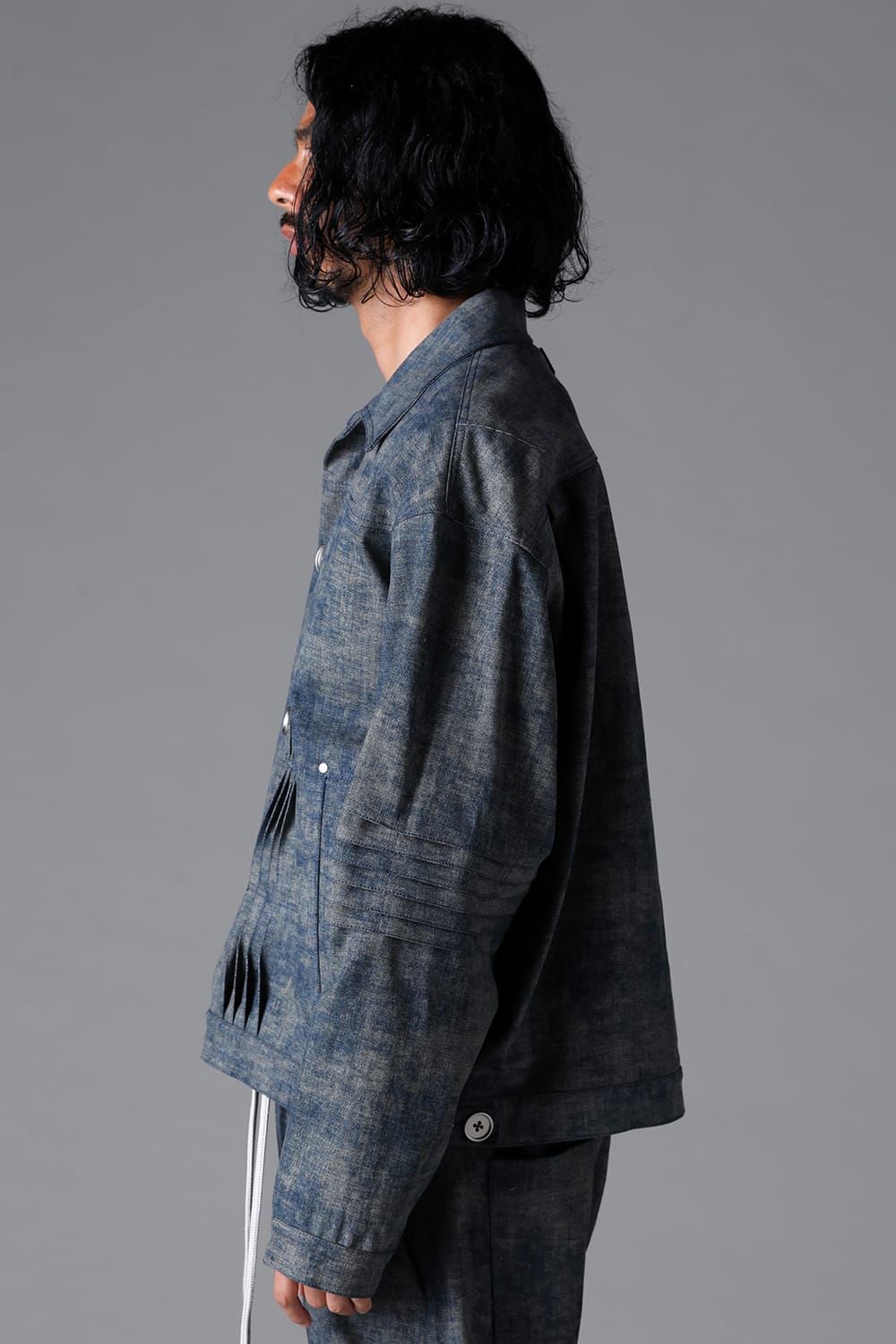 《2026SS先行予約》Blended Shades Denim Pin Tuck Blouson "D.verdigris/L.verdigris/Steel Blue"/ブレンデッドシェイドデニムピンタックブルゾン" / ダークベルディグリ/ライトベルディグリ/スティールブルー"