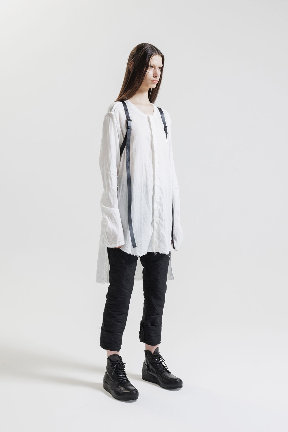 Round Neck Reversible Gauze Shirt"Off White" / ラウンドネックリバーシブルガーゼシャツ"オフホワイト"