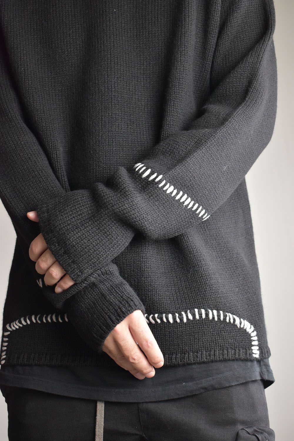 Over Lock Knit Pullover"Black" / オーバーロックニットプルオーバー"ブラック"