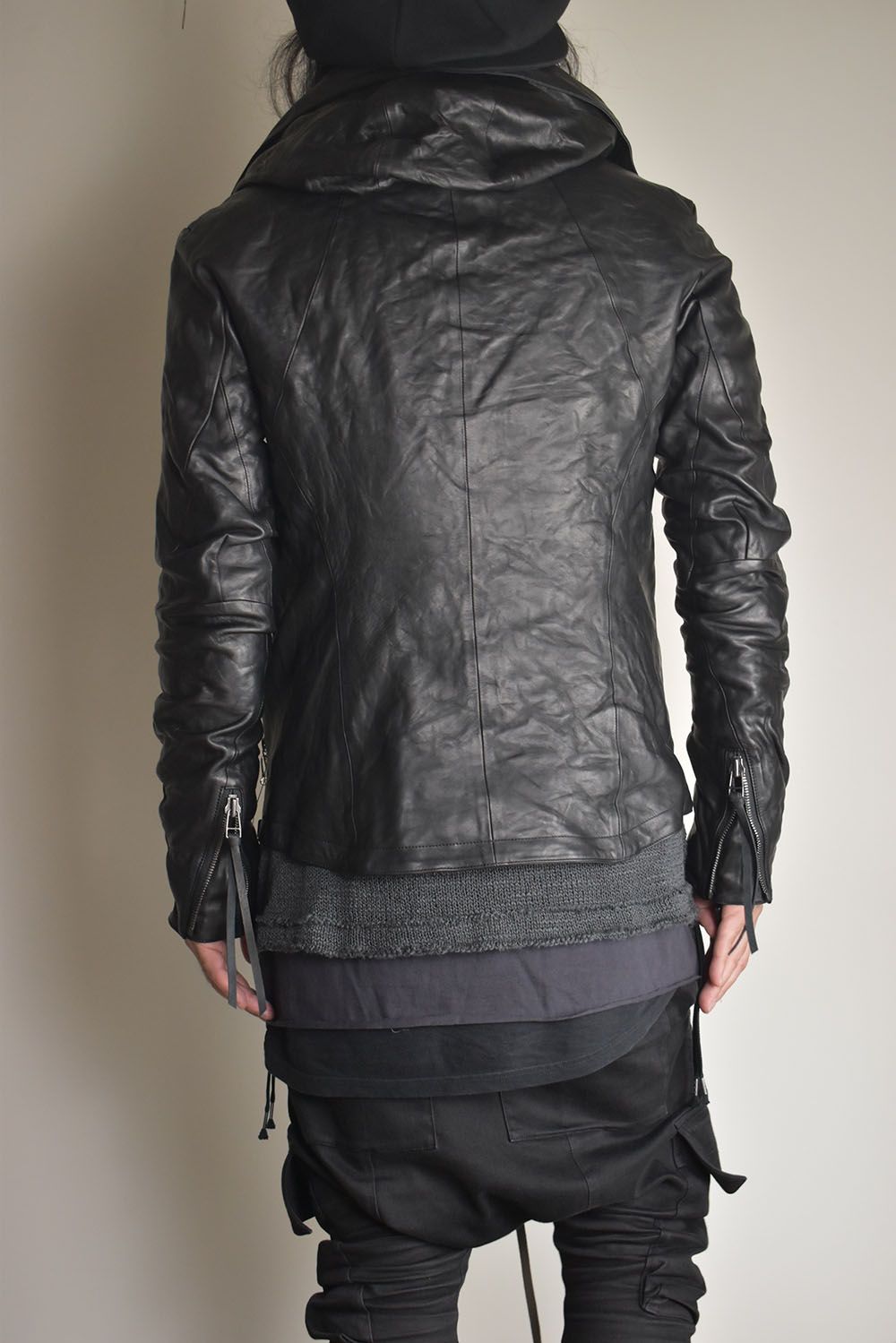 Horse Leather Hood Attachd Jacket "Black" / ホースレザーフードアタッチドジャケット"ブラック"