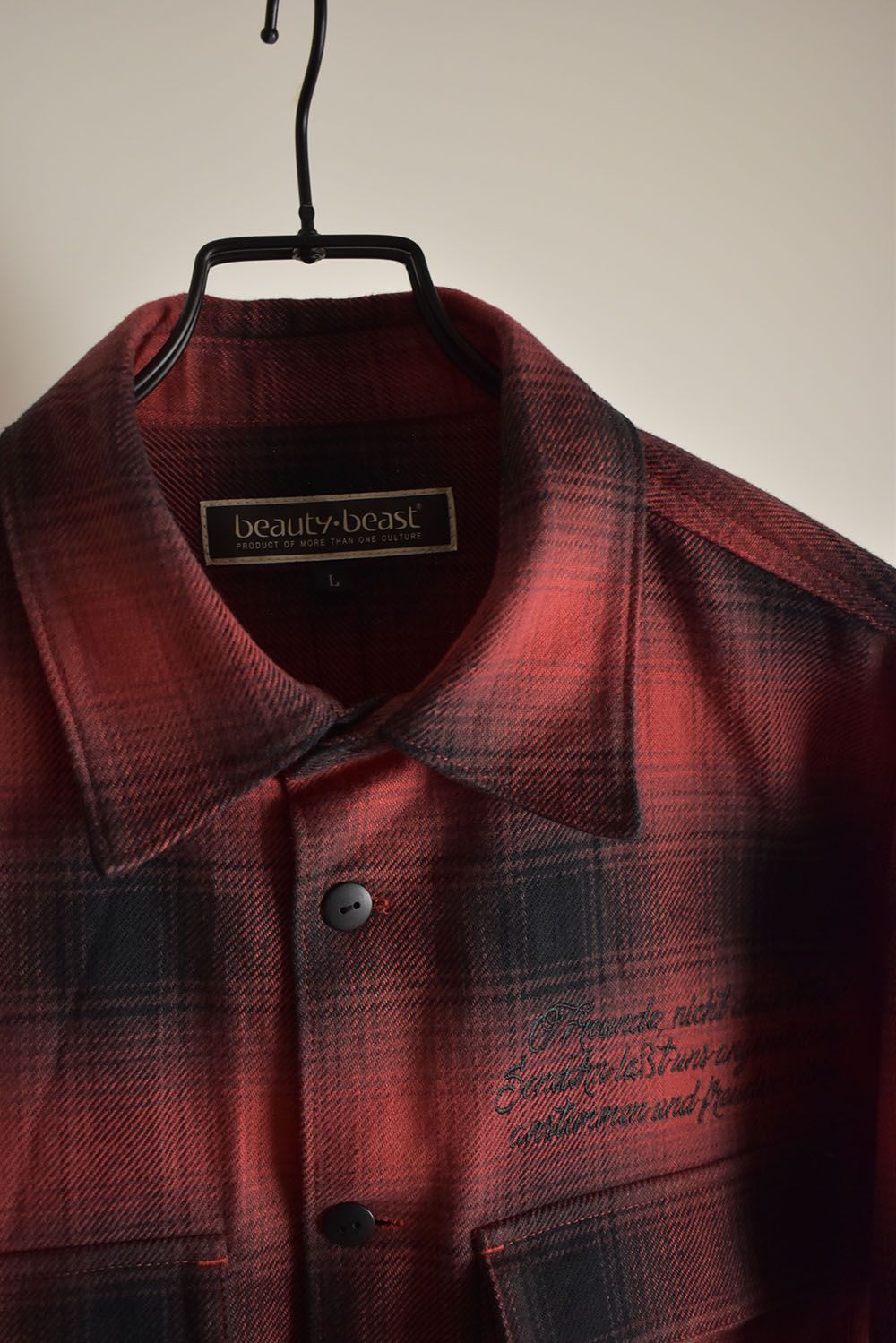 Ombre Check Long Shirts Jacket"Red Check" / オンブレチェックロングシャツジャケット"レッドチェック"