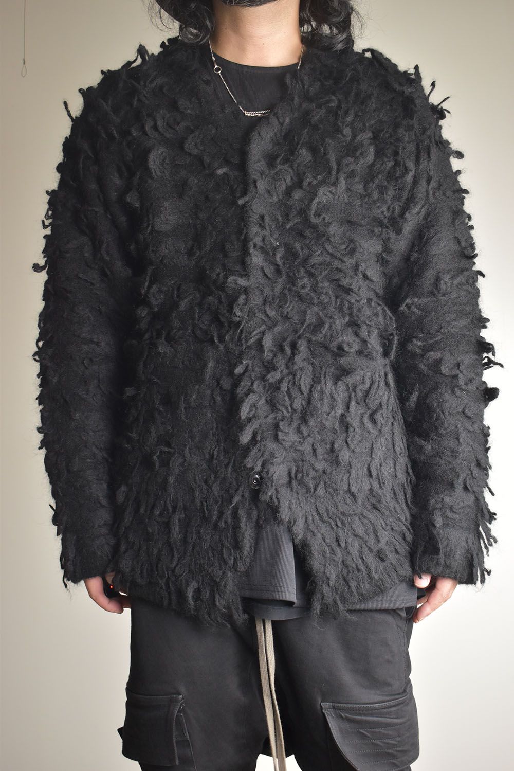5GG Long Pile Knit Cardigan"Black" / ロングパイルニットカーディガン"ブラック"