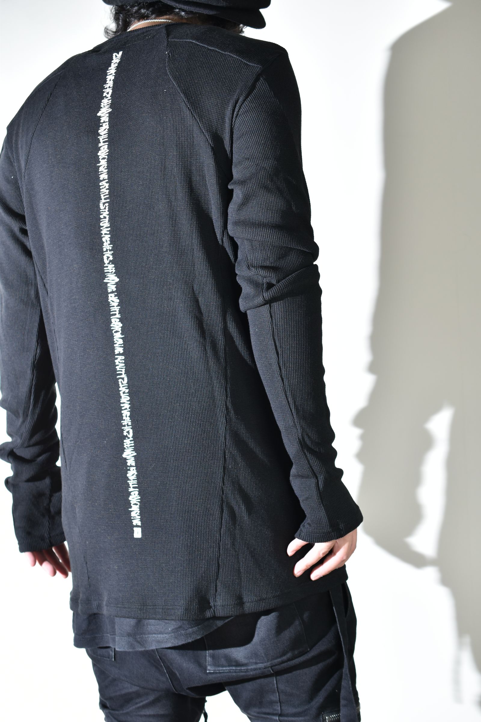 Back Printed Waffle Jersey Long  Sleeve Tee"Black" バックプリントワッフルジャージーロングスリーブTee"ブラック"