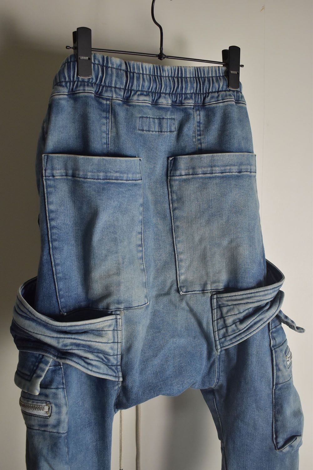 Denim Cargo Sarouel Skinny"Damage Black/Indigo Blue"/デニムカーゴサルエルスキニー"ダメージブラック/インディゴブルー"