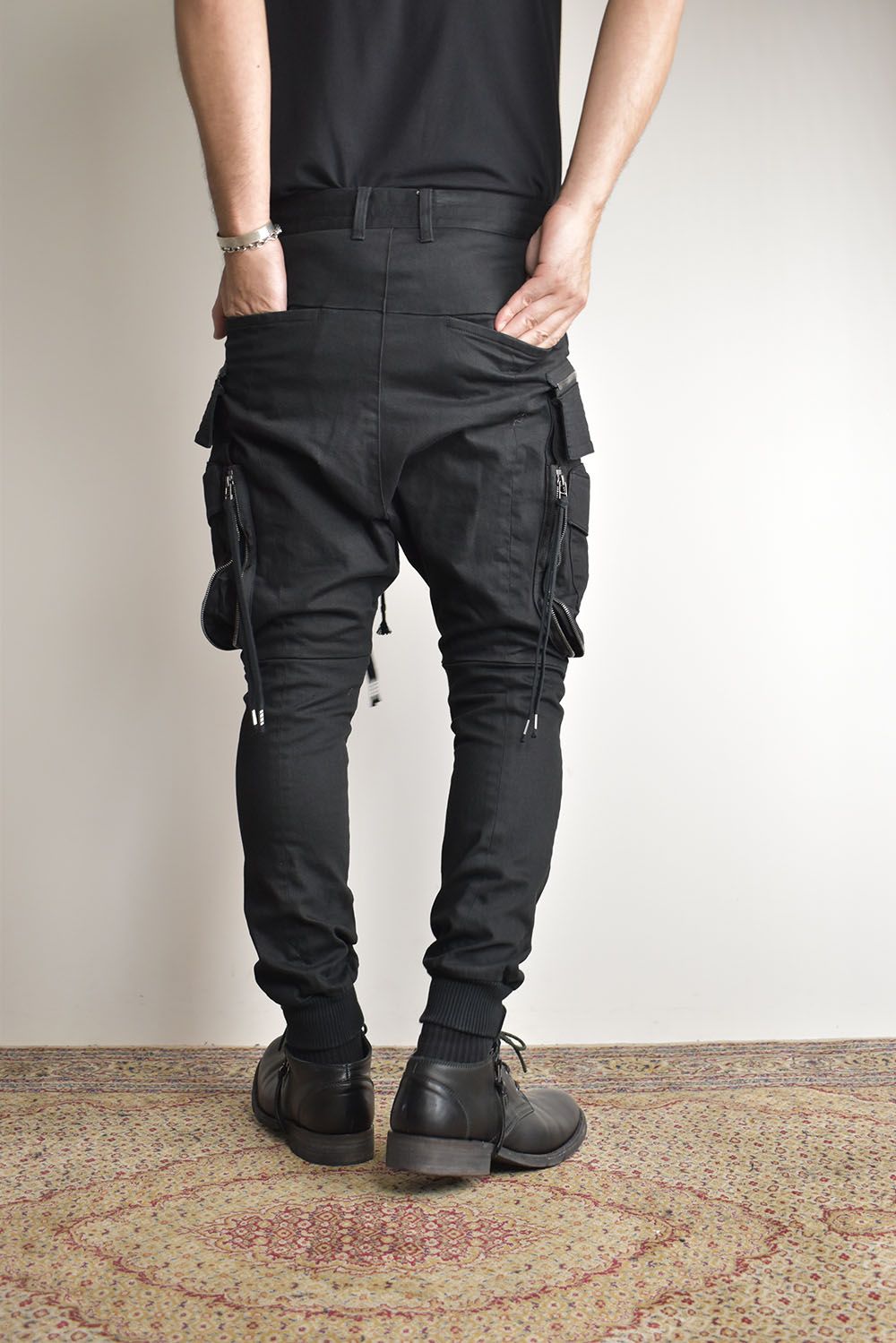 Stretch Denim Multi Pocket Cargo Jog Pants"Black" / ストレッチデニムマルチポケットカーゴジョグパンツ"ブラック"