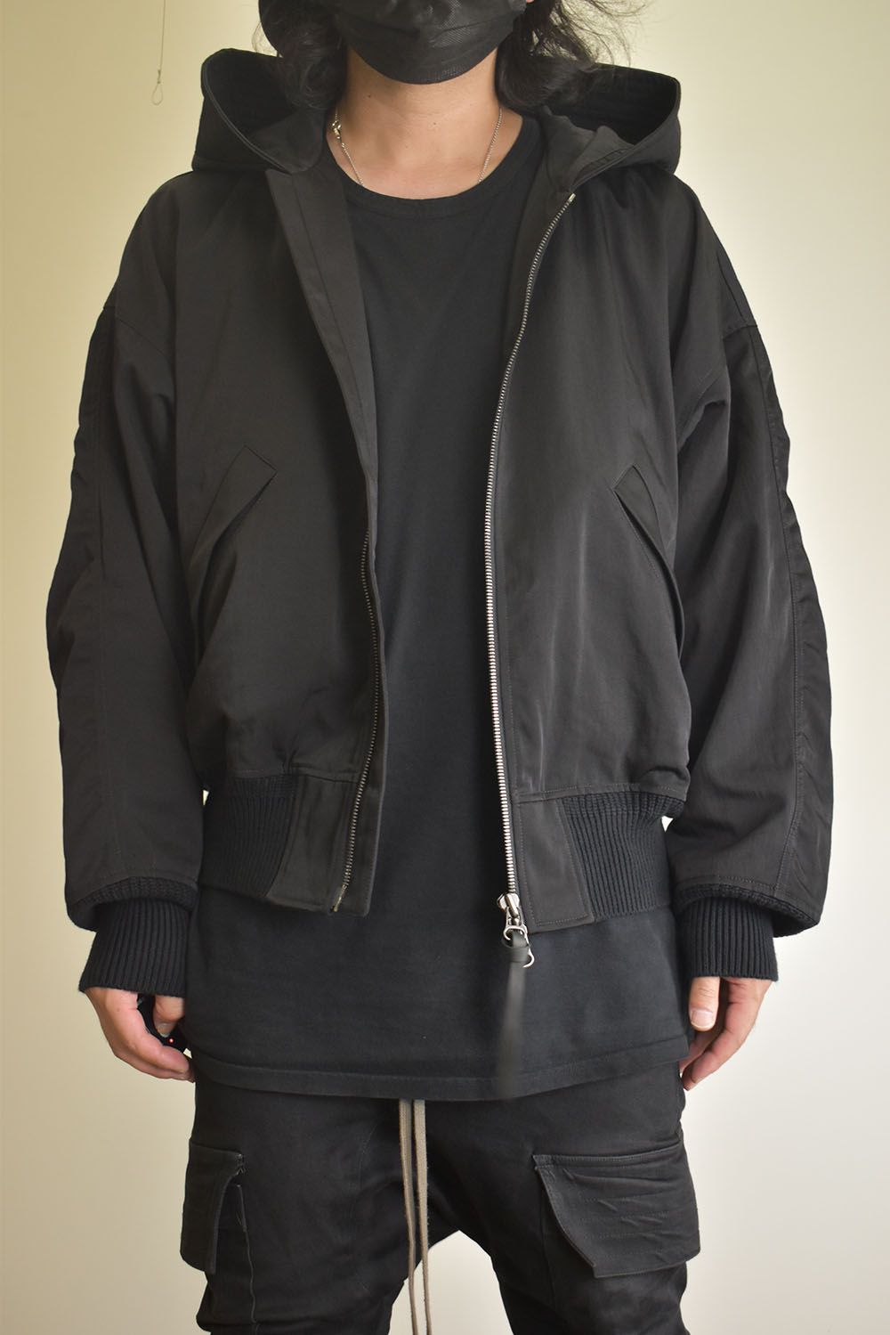 Nylon Wool Twill Hooded Jacket"Black" / ナイロンウールツイルフーデッドジャケット"ブラック"