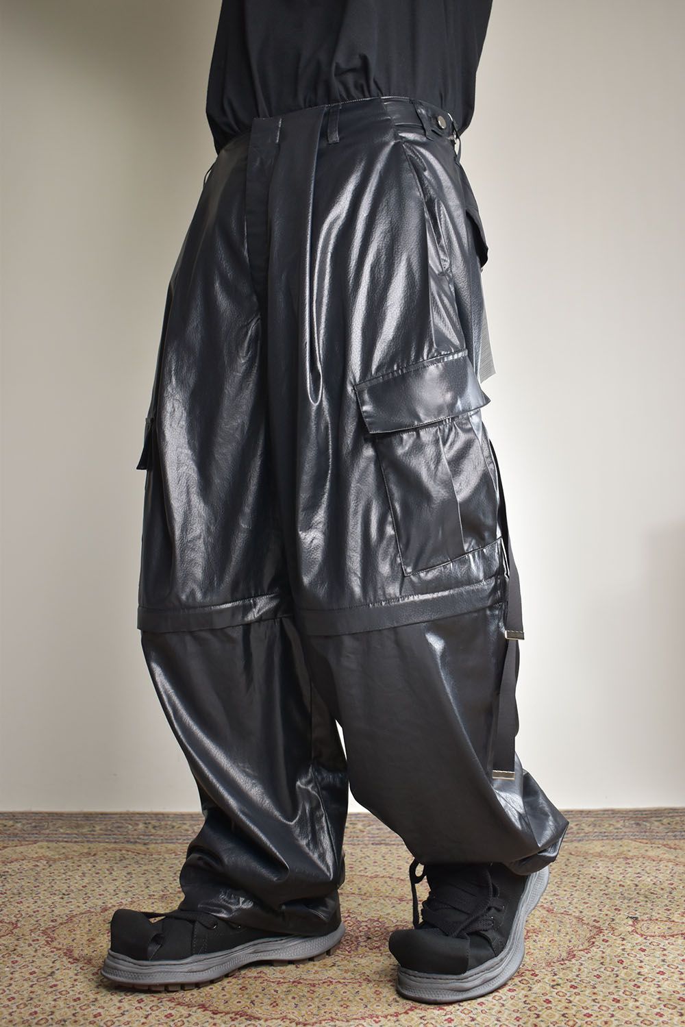 Fake Fake Leather Detachable Cargo Pants"Black"/フェイクフェイクレザーデタッチャブルカーゴパンツ"ブラック"