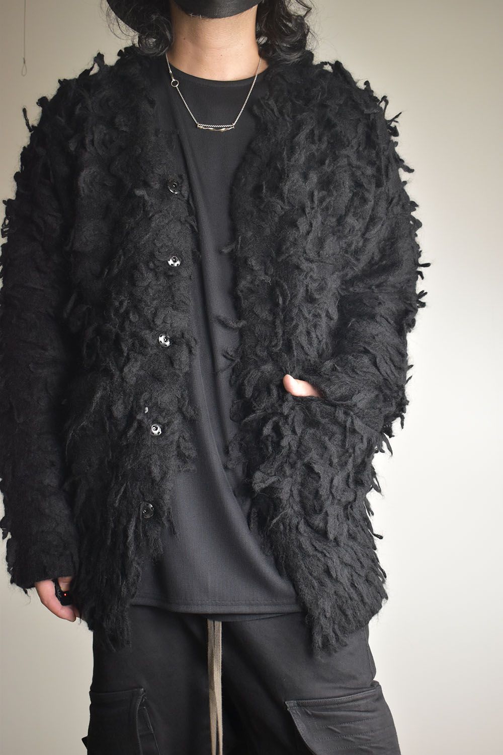 5GG Long Pile Knit Cardigan"Black" / ロングパイルニットカーディガン"ブラック"