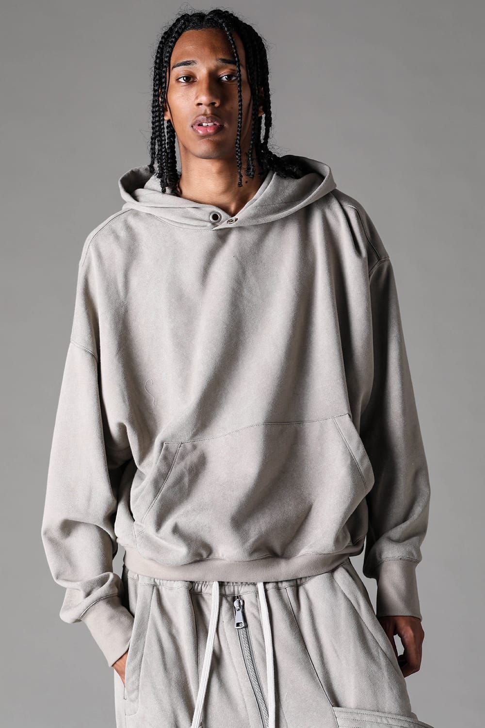 《2027SS先行予約》French Terry Pullover Hoodie "Black / Grey / L.Beige"/ フレンチテリー裏毛プルオーバーフーディ"ブラック / グレー /ライトベージュ"