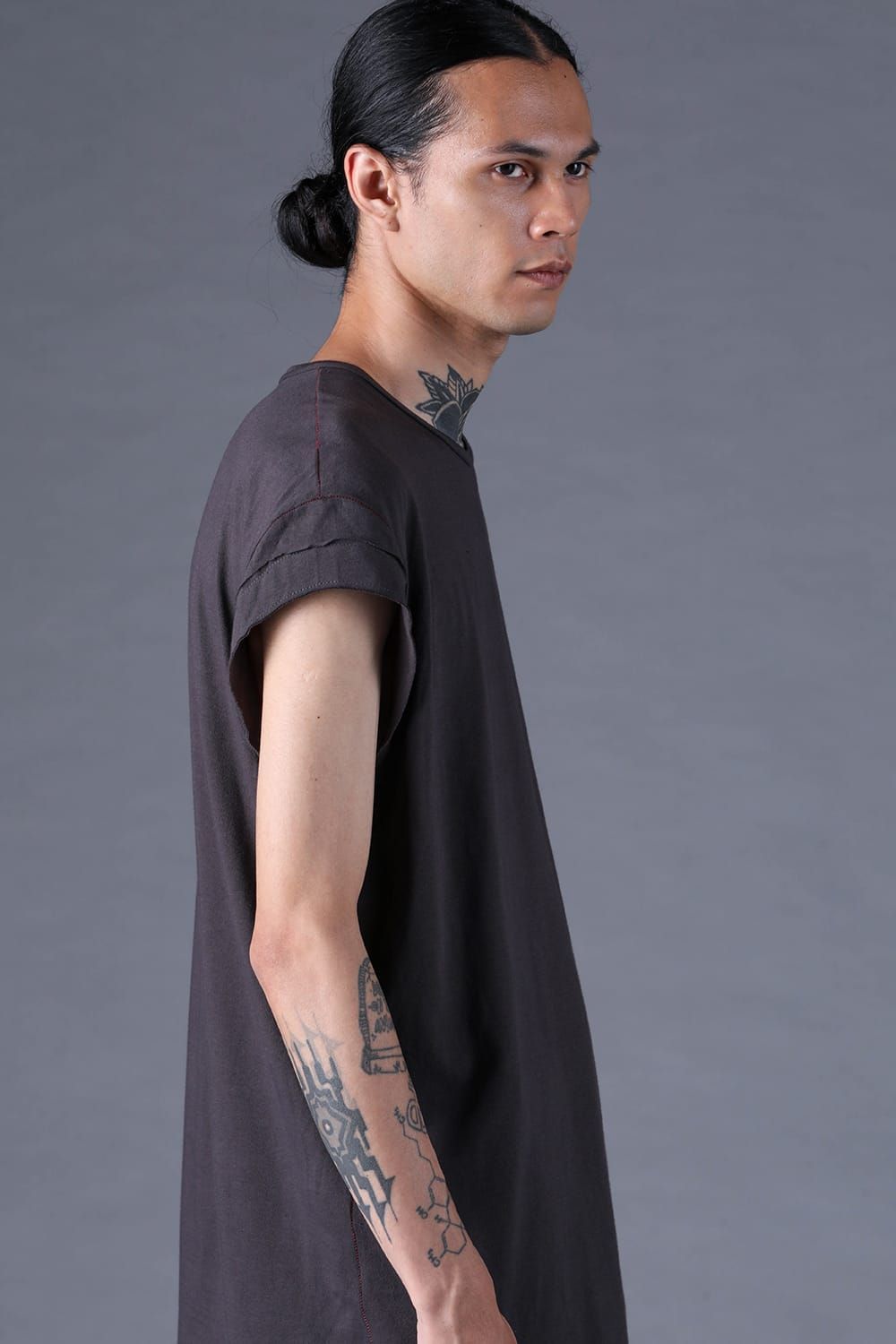 《2027SS先行予約分》30/- Cotton Cap Sleeves T-Shirt "Black / Grey / Charcoal" / 30/-天竺キャップスリーブTシャツ "ブラック / グレー /チャコール"