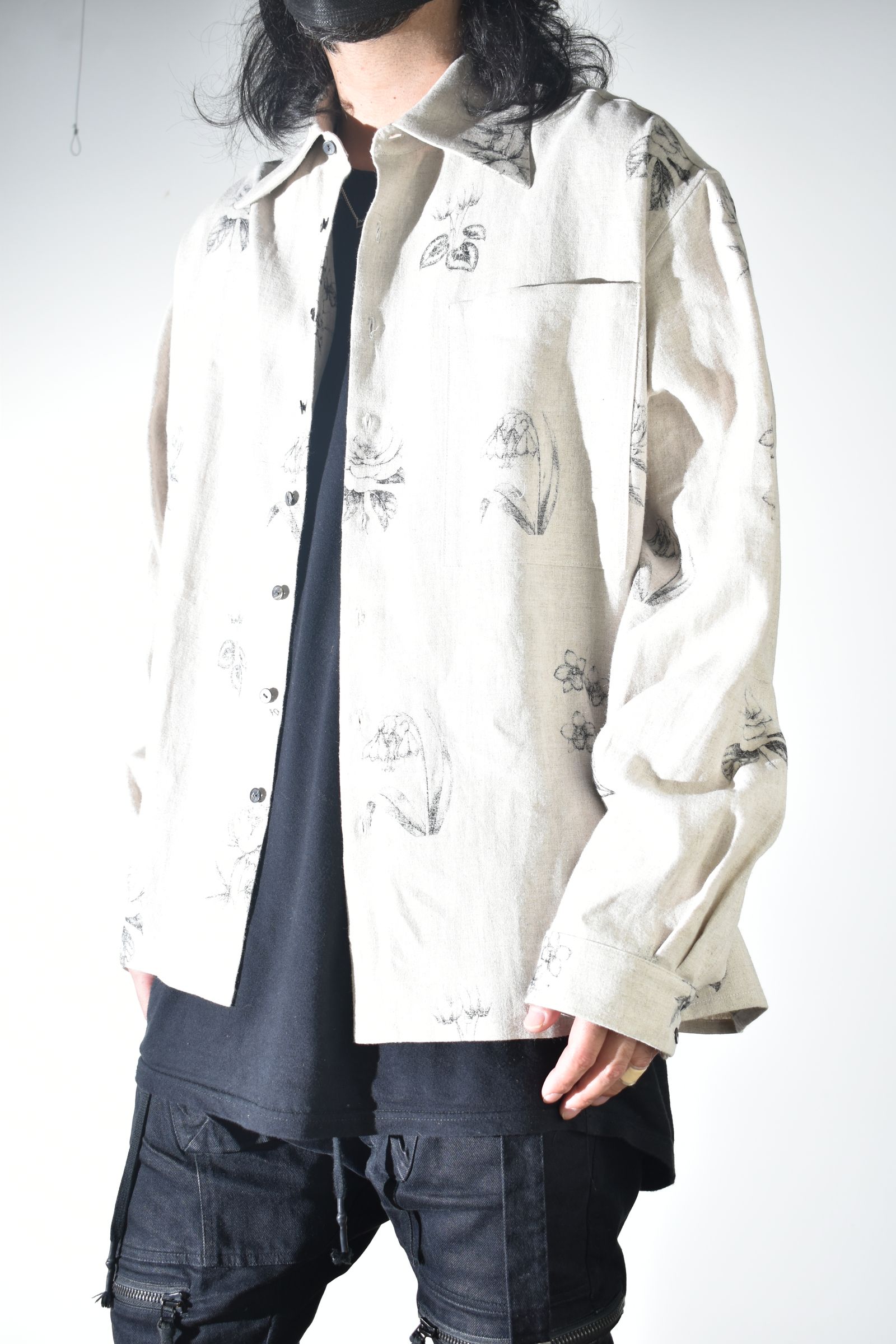 Botanical Print Oversized Shirt "Ecru" / ボタニカルプリントオーバーサイズシャツ"エクリュ"