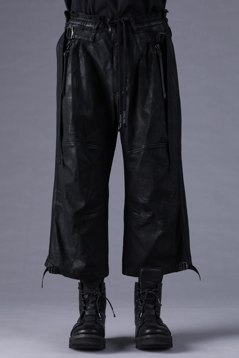 《2027SS先行予約分》Product Coated Dry Jersey Wide-Leg Cropped Pants"Black" / 製品コーティングドライジャージーワイドクロップドパンツ"ブラック"