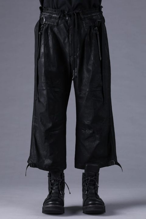 《2027SS先行予約分》Product Coated Dry Jersey Wide-Leg Cropped Pants"Black" / 製品コーティングドライジャージーワイドクロップドパンツ"ブラック"