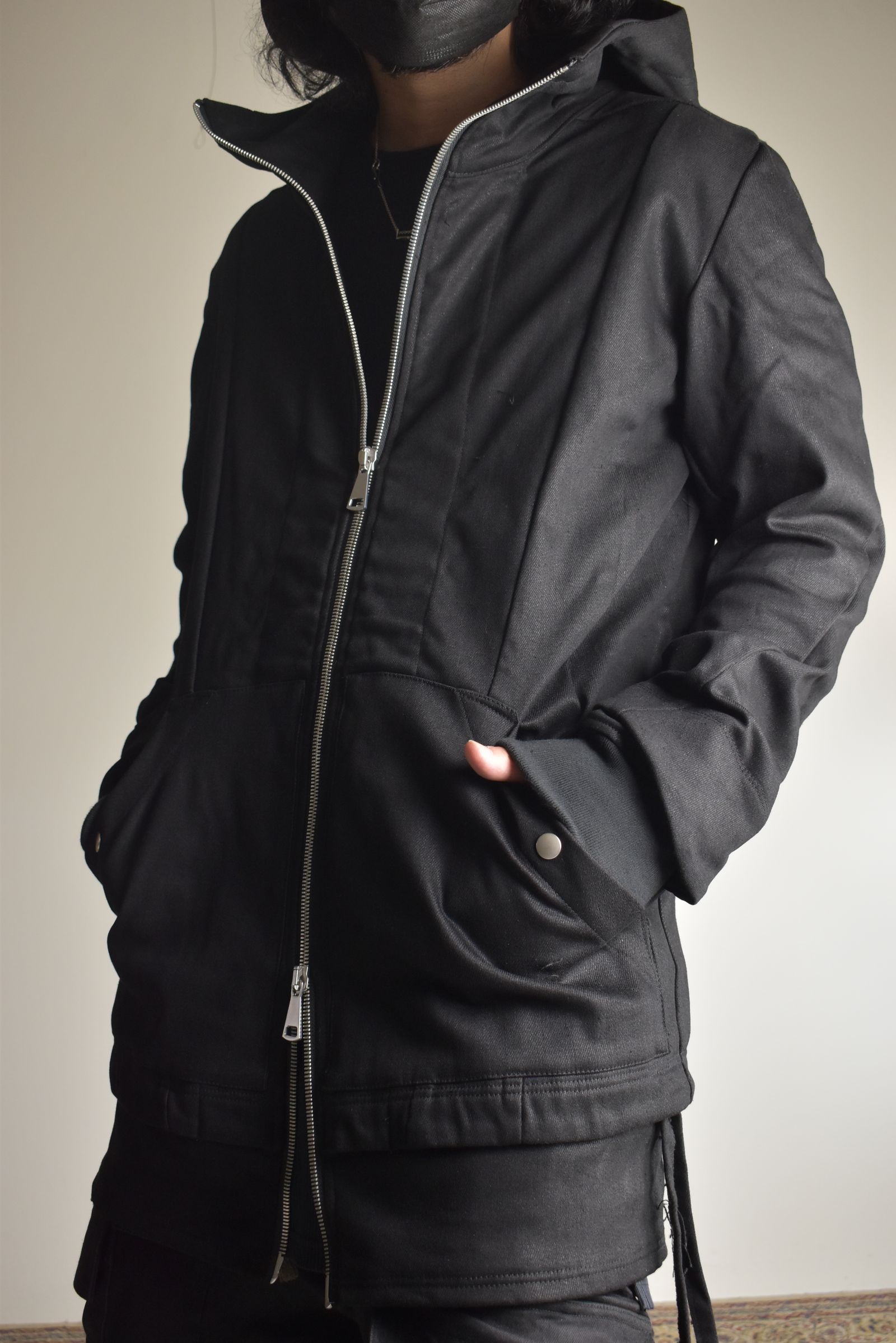 Bonding  Hoodie Denim Blouson"Black" / ボンディングフーデッドデニムブルゾン"ブラック"