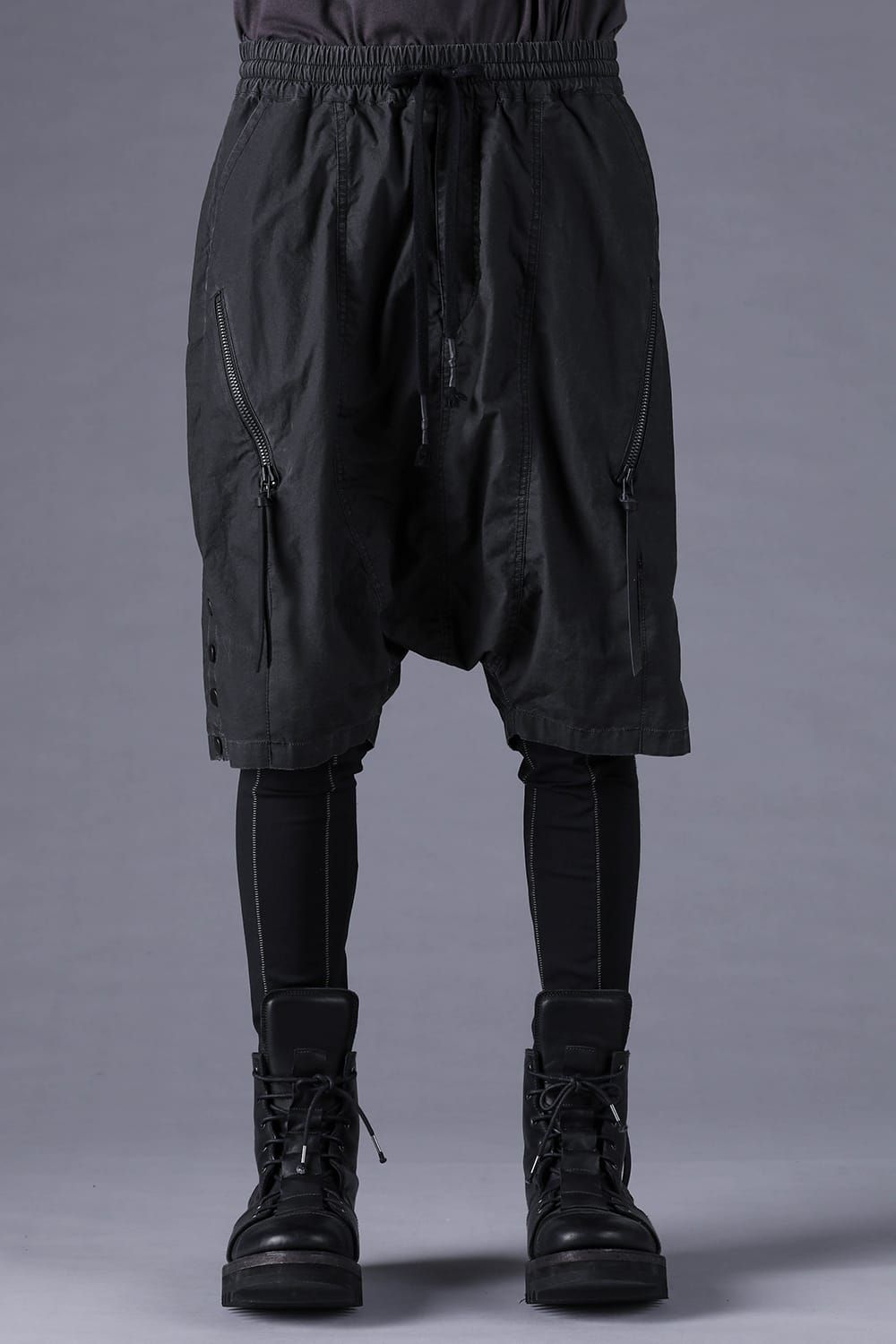 《2027SS先行予約分》Pigment-Coated Harem Shorts"Black" / 顔料コーティングサルエルショートパンツ"ブラック"