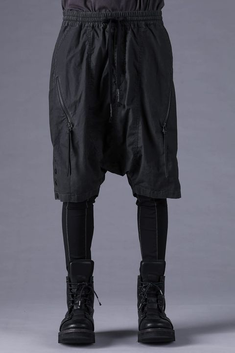 《2027SS先行予約分》Pigment-Coated Harem Shorts"Black" / 顔料コーティングサルエルショートパンツ"ブラック"
