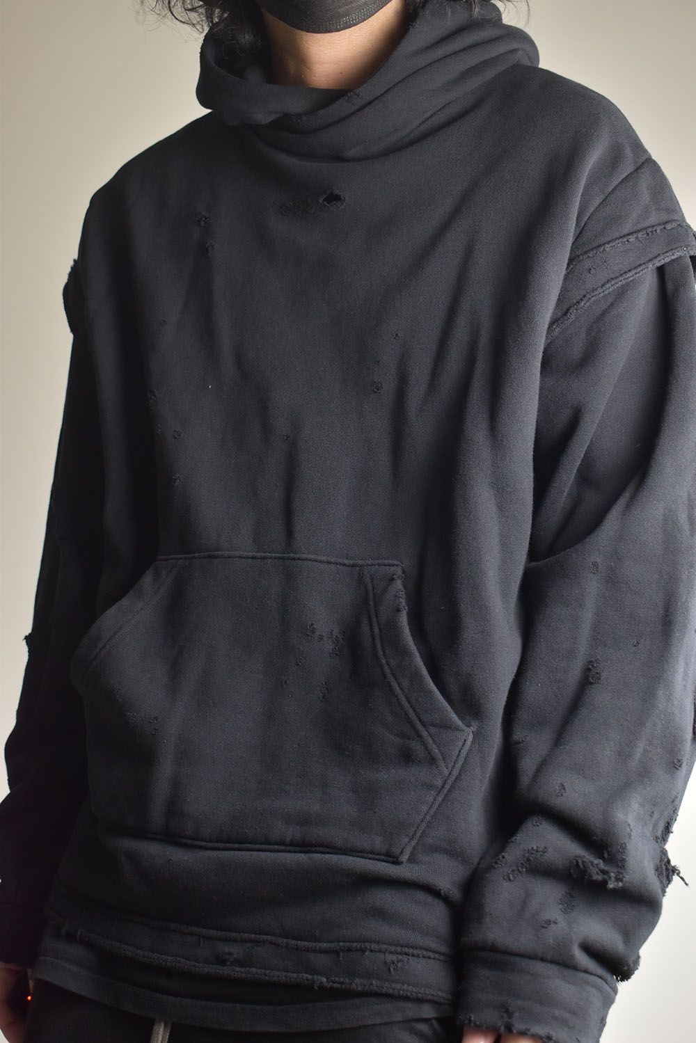 Untwisted Sweat Oversized Pullover Hoodie "Black" / 無撚糸裏毛オーバーサイズプルオーバーフーディー"ブラック"