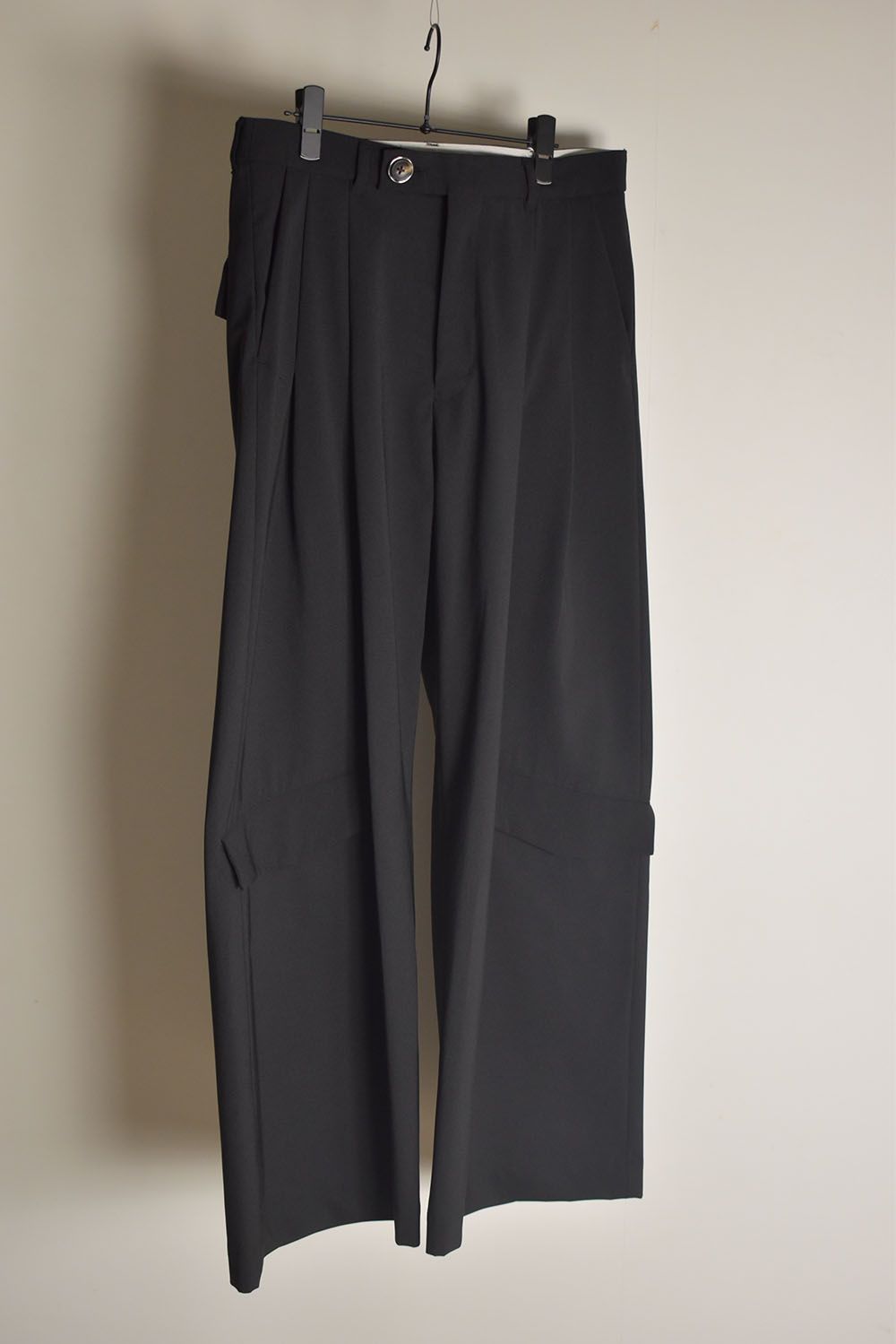 Shingle Flap Baggy Trousers "Black" / シンフラップバギートラウザー"ブラック"