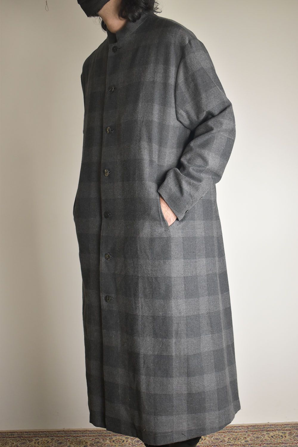 Mao Collar Long Coat"Grey" / マオカラーロングコート"グレー"