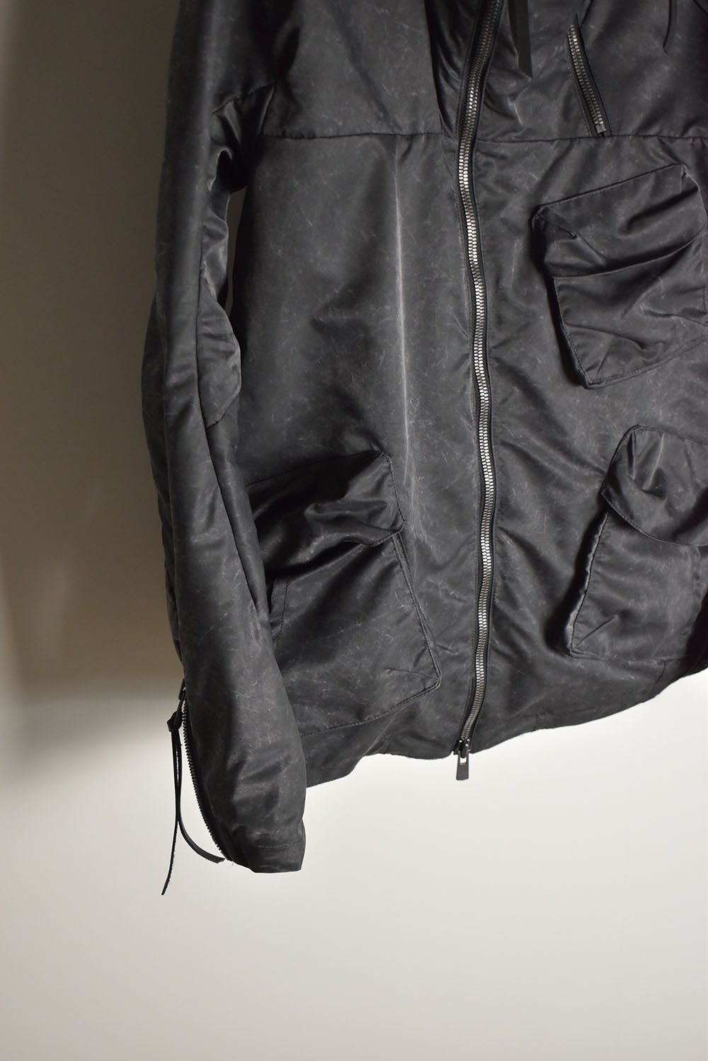 Pigment Coated Washer Nylon Hooded Jacket"Black" / 顔料コーティングワッシャーナイロンフーデットジャケット"ブラック"