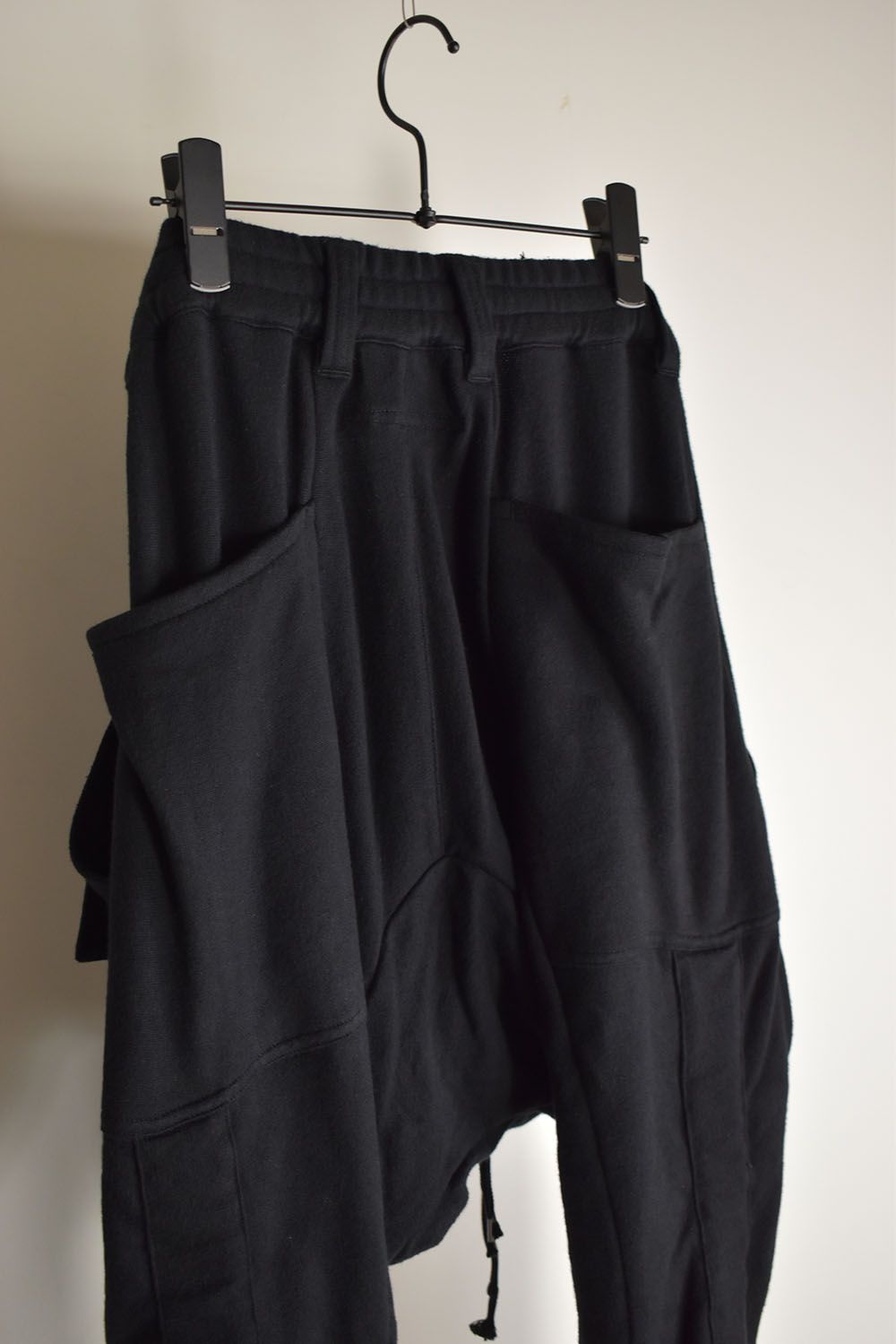 Non-ply Yarn Lined Belt Adjustable Crotch Jog Pants "Black" / 無撚糸裏毛ベルトアジャストロークロッチジョグパンツ"ブラック"