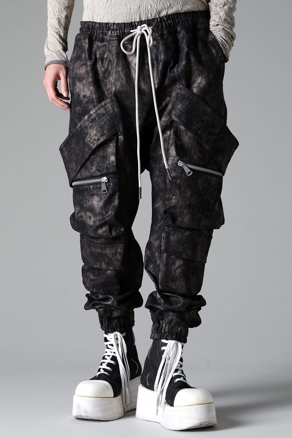 《2025AW先行予約》Metal Steam Camouflage Belt Cargo Jogger"Black × Beige" / メタルスチームカモフラージュ ベルトカーゴジョガー"ブラック×ベージュ"