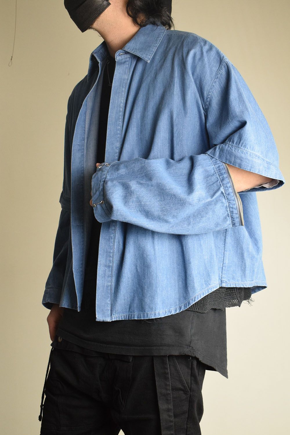 Detachable Sleeve Hook Cuff Shirt"Blue Washed" / デタッチャブルスリーブホックカフスシャツ"ブルーウォッシュド"