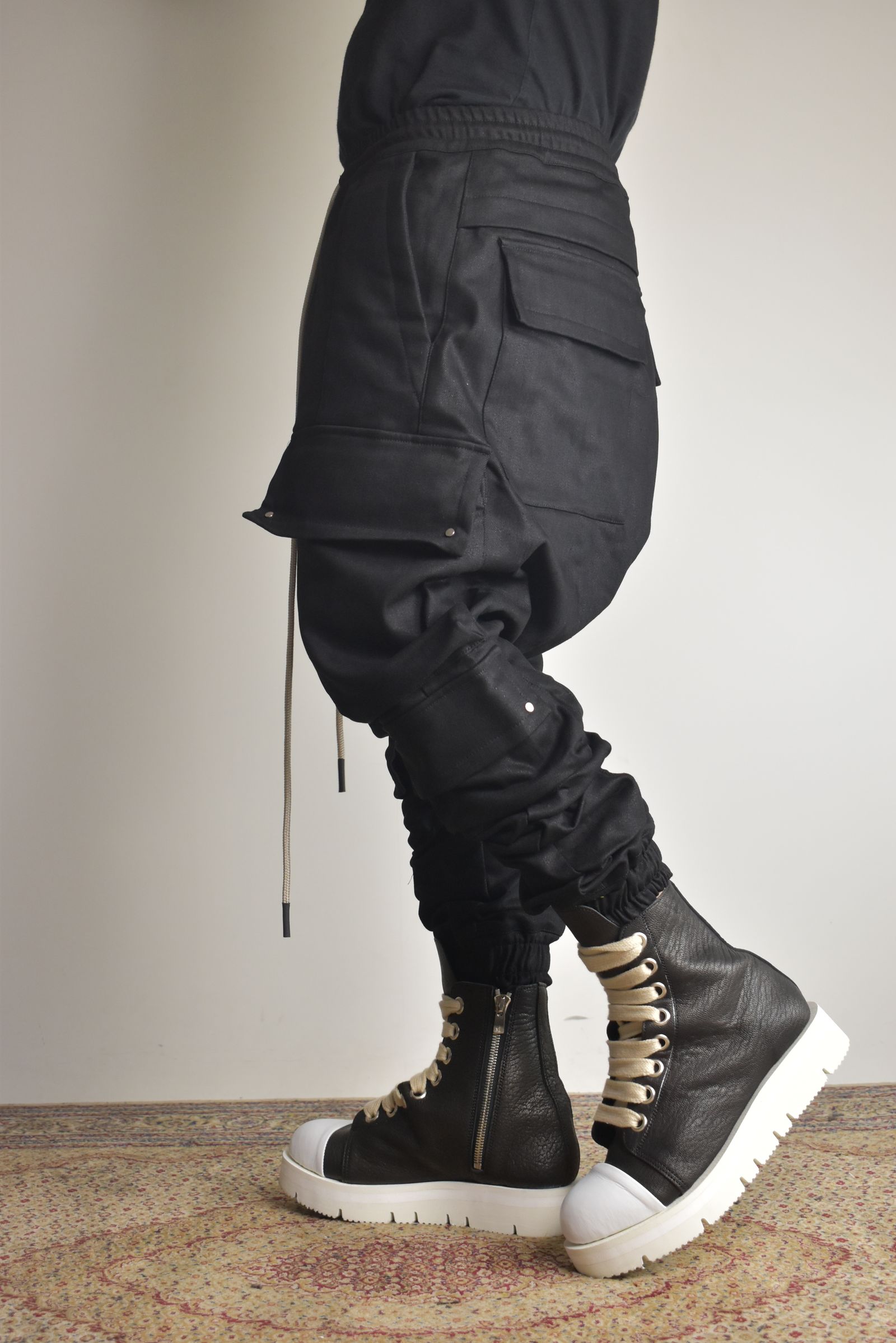 Bonding Sarouel Cargo Jogger Denim"Black" / ボンディングサルエルカーゴジョガーデニム"ブラック"