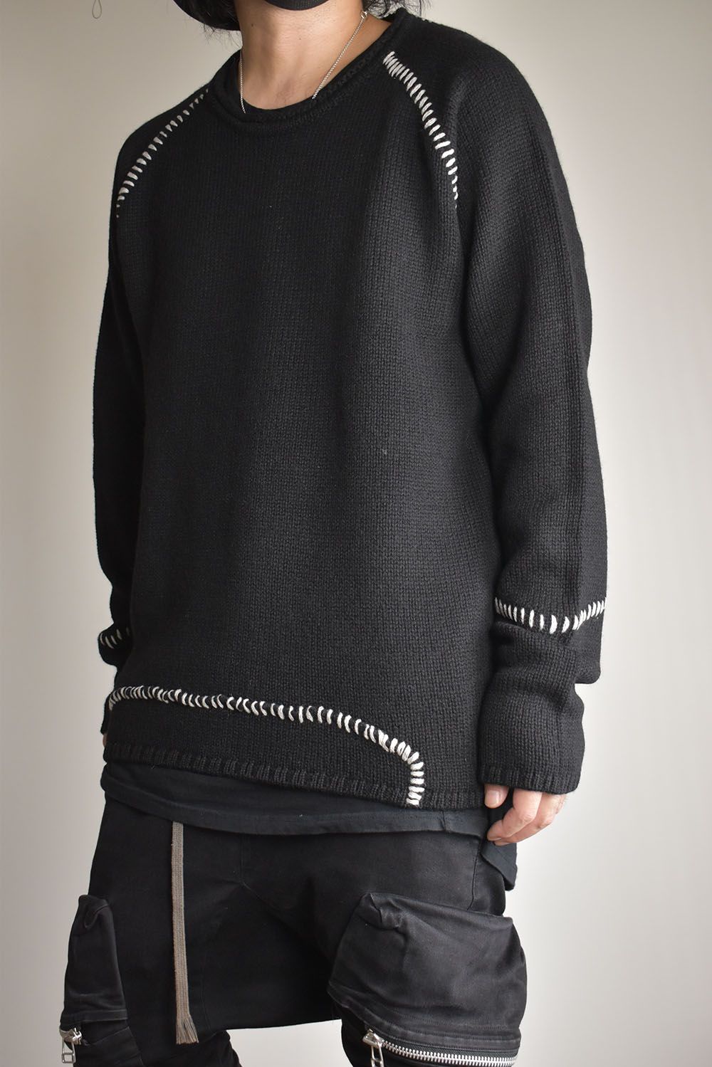 Over Lock Knit Pullover"Black" / オーバーロックニットプルオーバー"ブラック"