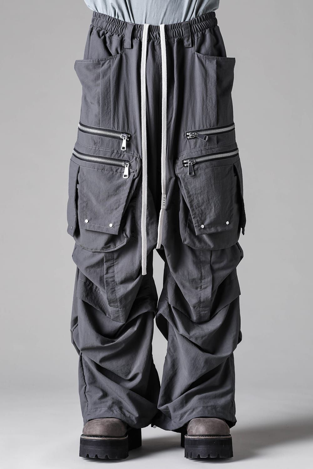 《2027SS先行予約》Rayon Nylon Cargo Tuck Wide Pants"Black / Grey / L.Khaki" /レーヨンナイロンカーゴタックワイドパンツ"ブラック/グレー/ライトカーキ"