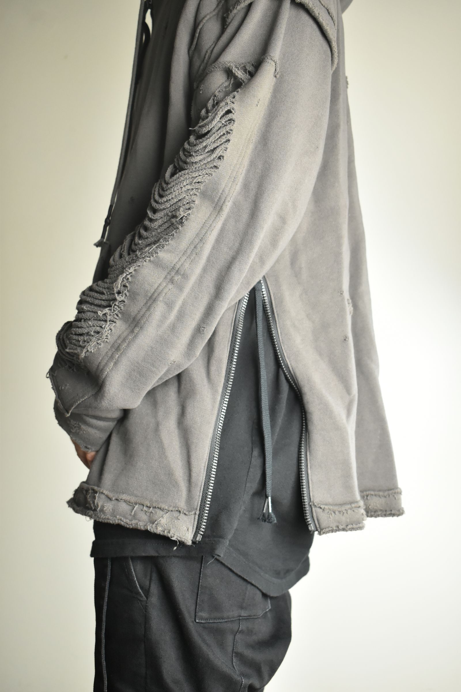 Untwisted Yarn Fleece Shotgun Zip-Up Hoodie"Charcoal" / 無撚糸裏毛ショットガンジップアップフーディー"チャコール"