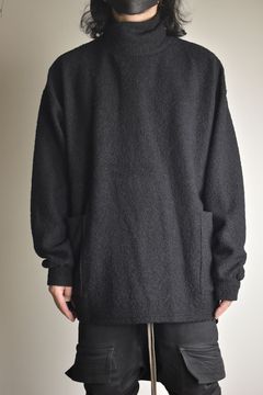 Loop Knit High Neck Long Sleeve T-Shirt "Black" / ループニットハイネックロングスリーブTシャツ"ブラック"
