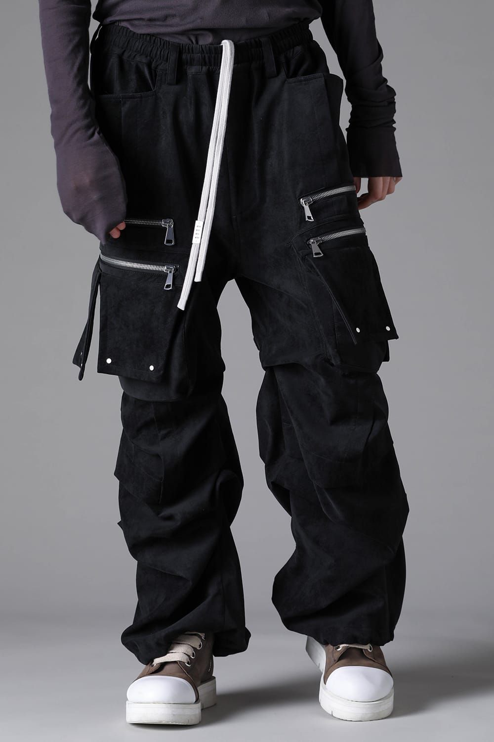 《2026AW先行予約》Vegan Suede Leather Cargo Pants"Black" / ヴィーガンスウェードレザーカーゴパンツ "ブラック"