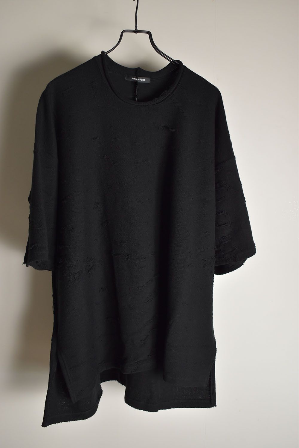 Cotton Damege Jaquard Over Sized Short Sleeve Tee"Black"/コットンダメージジャガードオーバーサイズショートスリーブTee"ブラック"