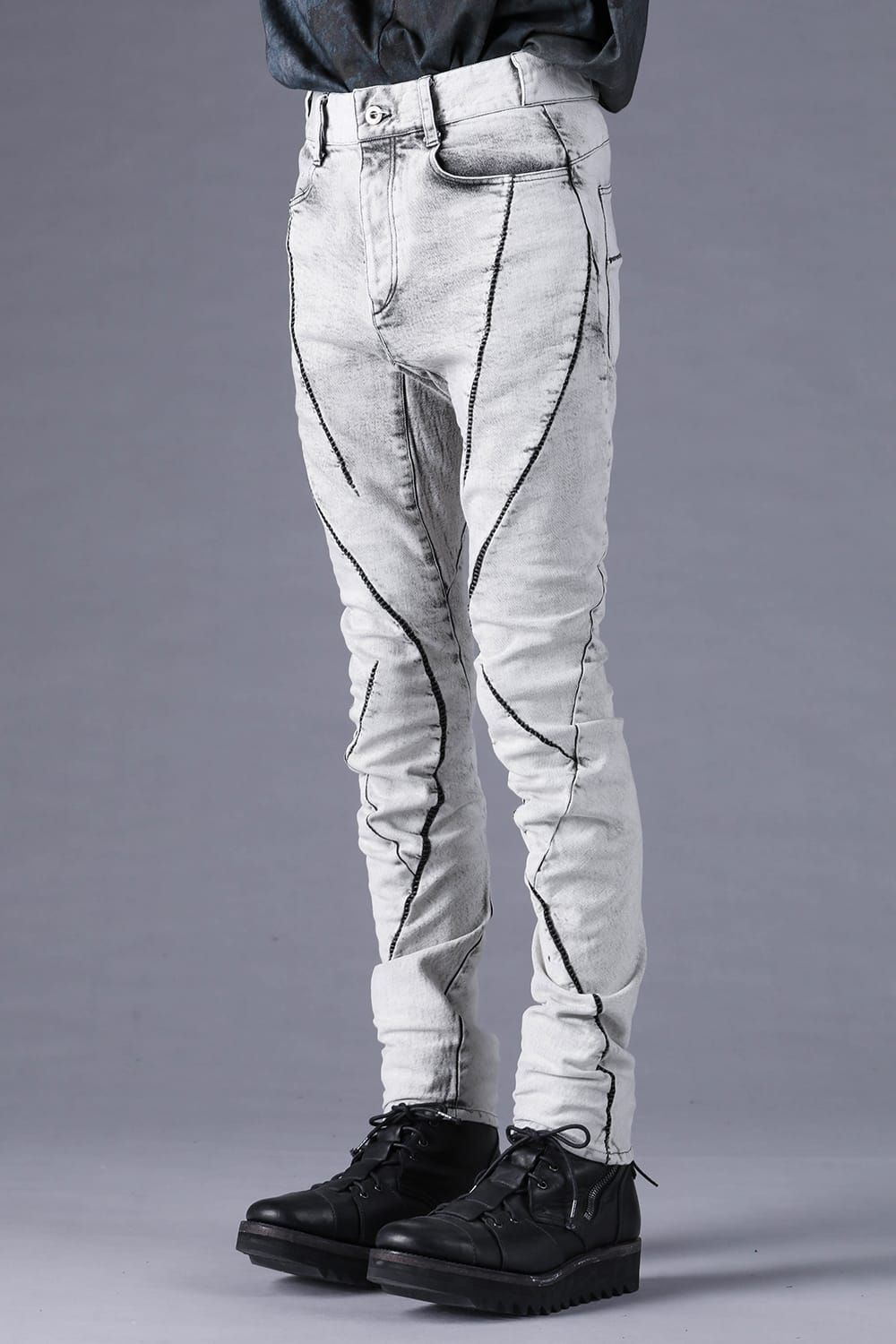 《2027SS先行予約分》Stretch Denim Overlock Twist Curve Pants"White" / ストレッチデニムオーバーロックツイストカーブパンツ"ホワイト"