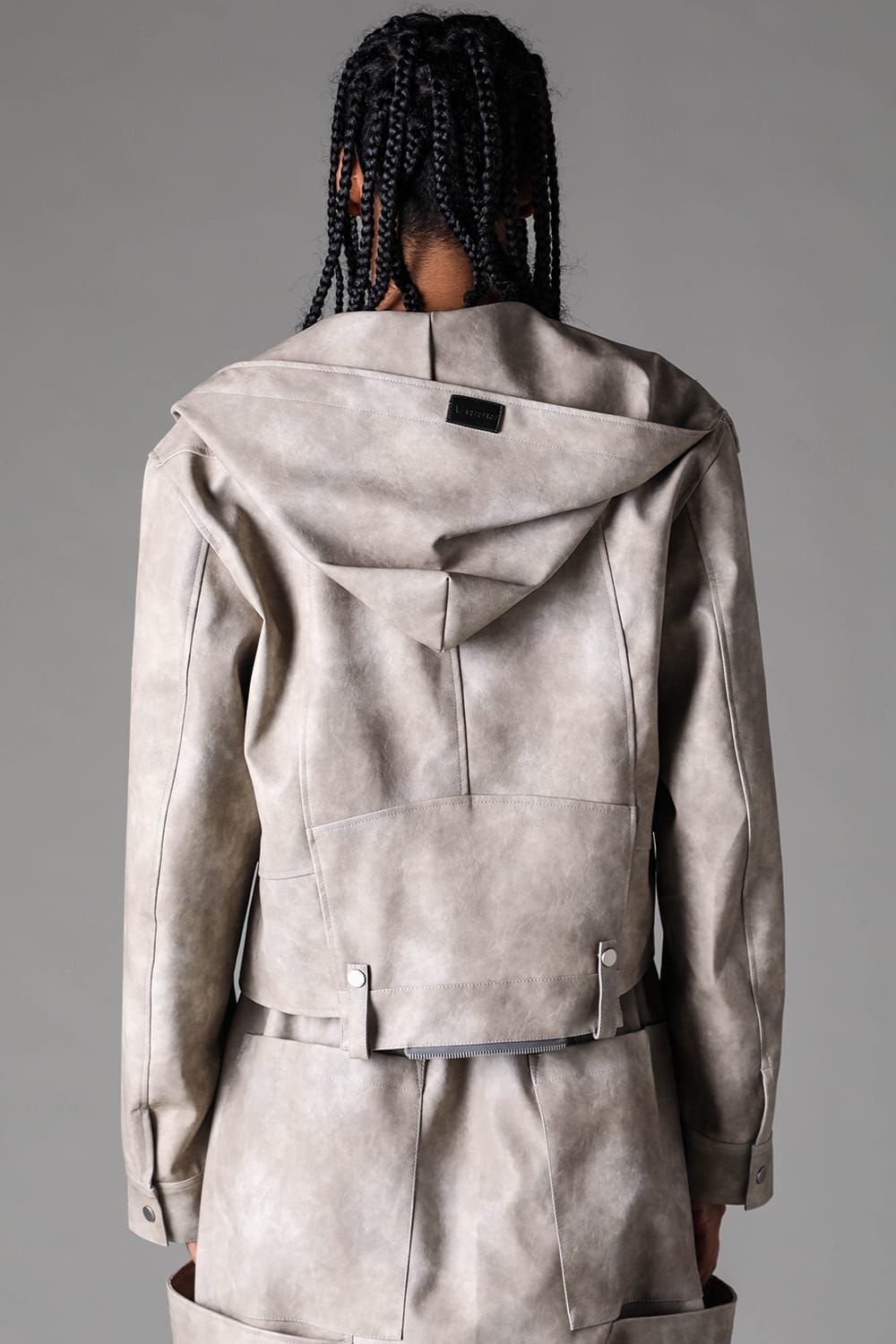 《2027SS先行予約》Vegan Leather Hoodei Double Riders "L.Beige" / ヴィーガンレザーフーディダブルライダース"ライトベージュ"