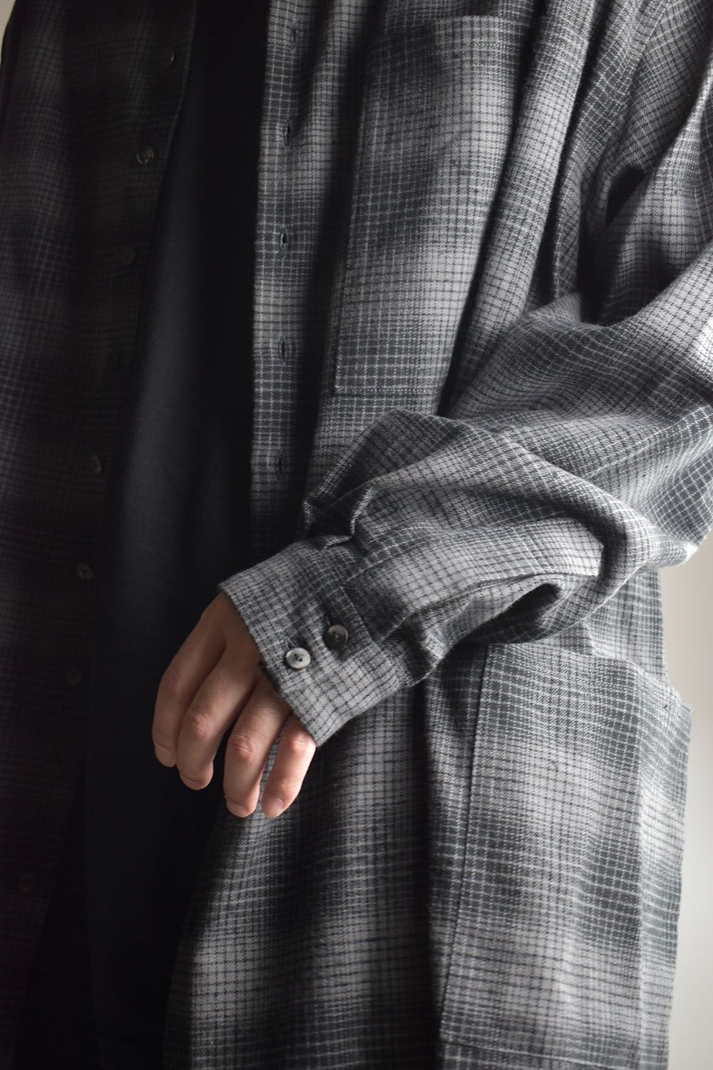 Over Sized Check Shirts"Grey" / オーバーサイズドチェックシャツ"グレー"