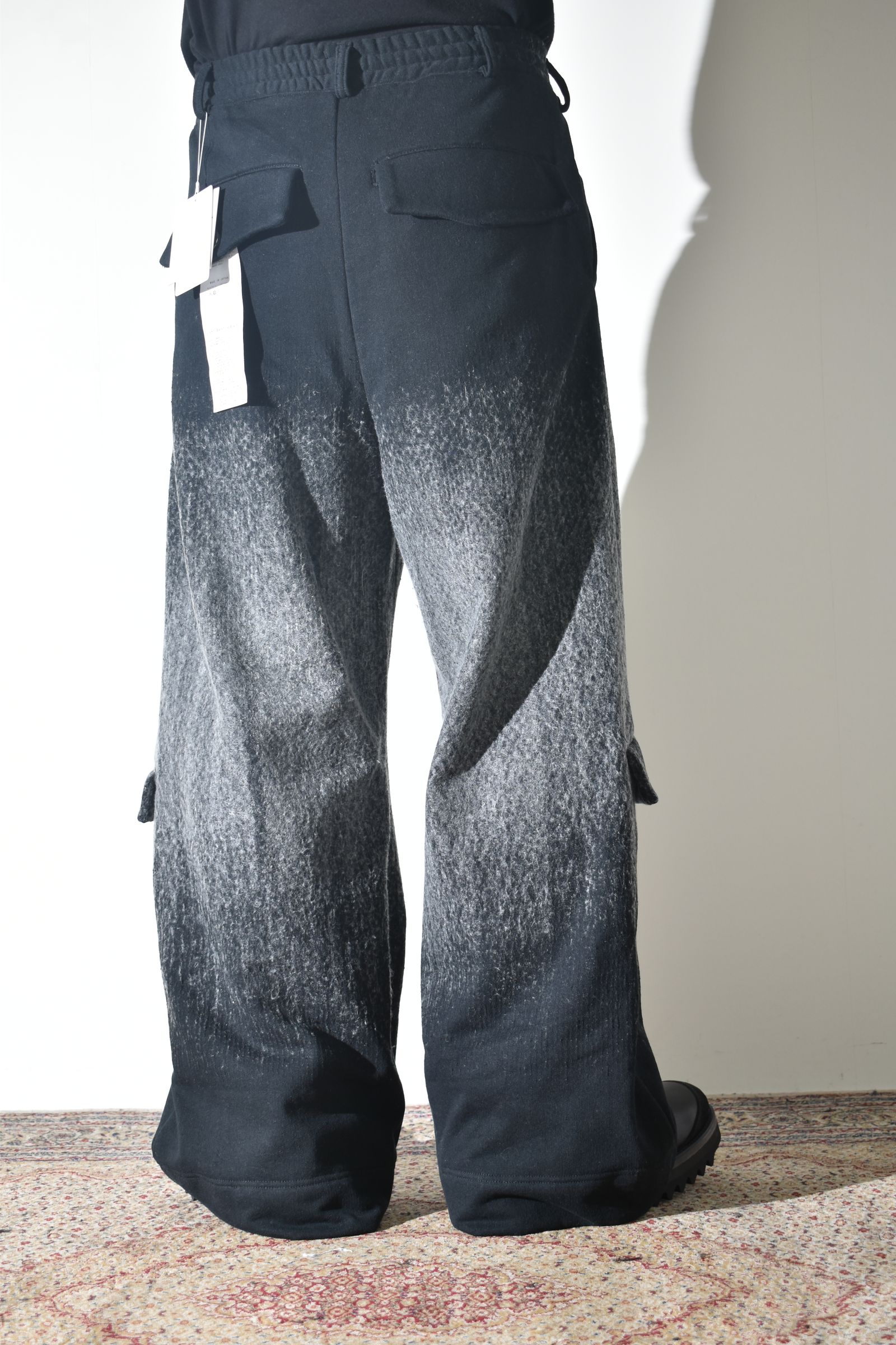 Gradient Needle Punch Sinflap Baggy Pants "Black Based" / グラデーションニードルパンチシンフラップバギーパンツ"ブラックベース"