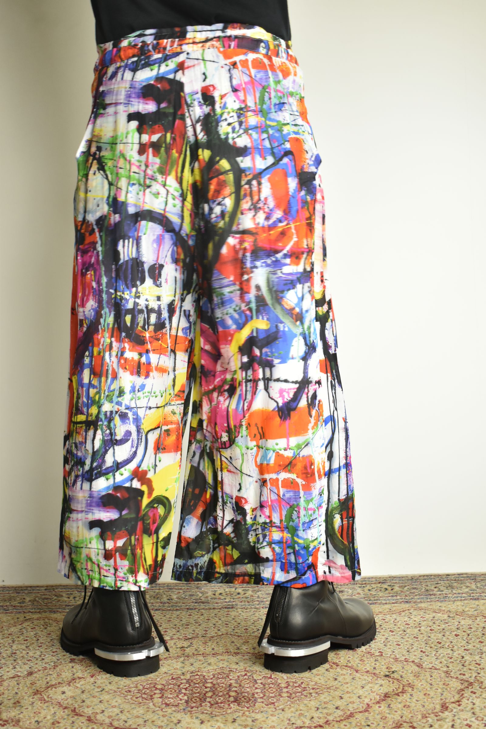 Rayon Chiffon Inkjet Print Wide Cropped Easy Pants"Color Print" / レーヨンシフォンインクジェットプリントワイドクロップドイージーパンツ"カラープリント"