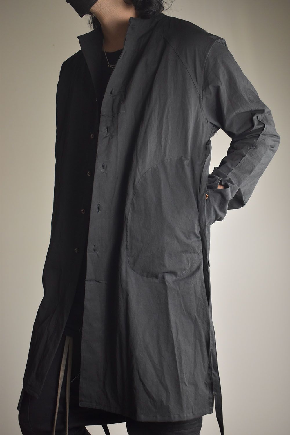 Strings Raw Edge Over Shirts"Black" / ストリングスローエッジオーバーシャツ"ブラック"