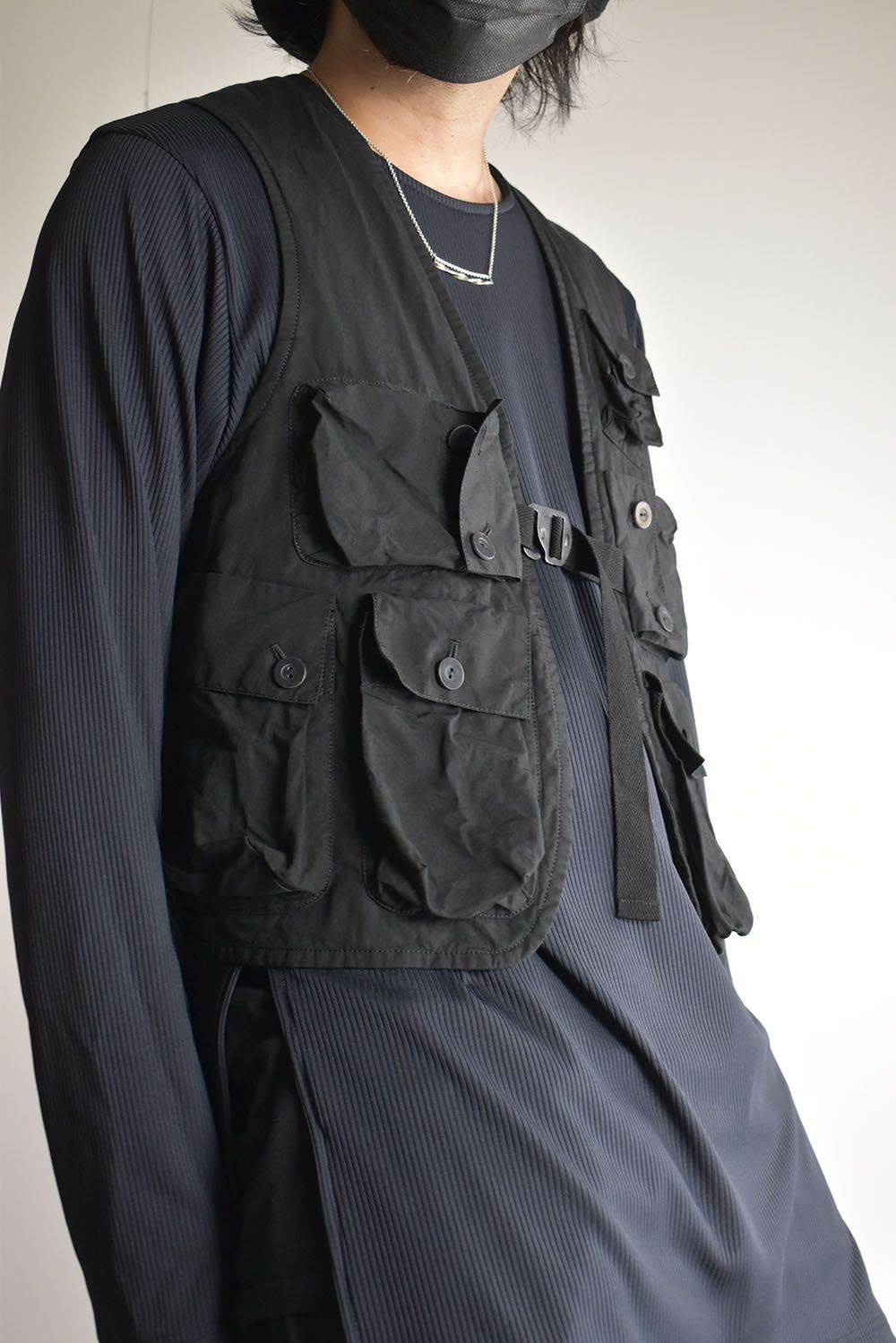 GARMENT DYED MULTI POCKET VEST"Black"/ガーメントダイマルチポケットベスト"ブラック"