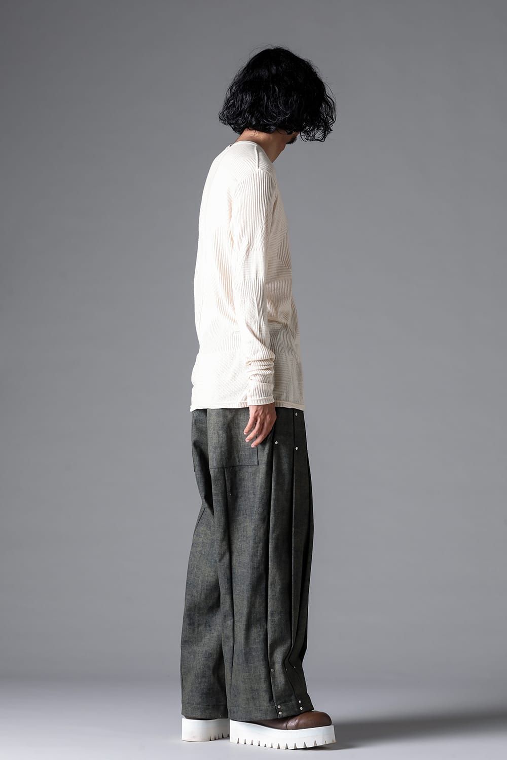 《2026SS先行予約》Deformed Stripe Pattern Long Sleeve "Black / Cream" /ディフォルメドストライプパターンロングスリーブ"ブラック/クリーム"