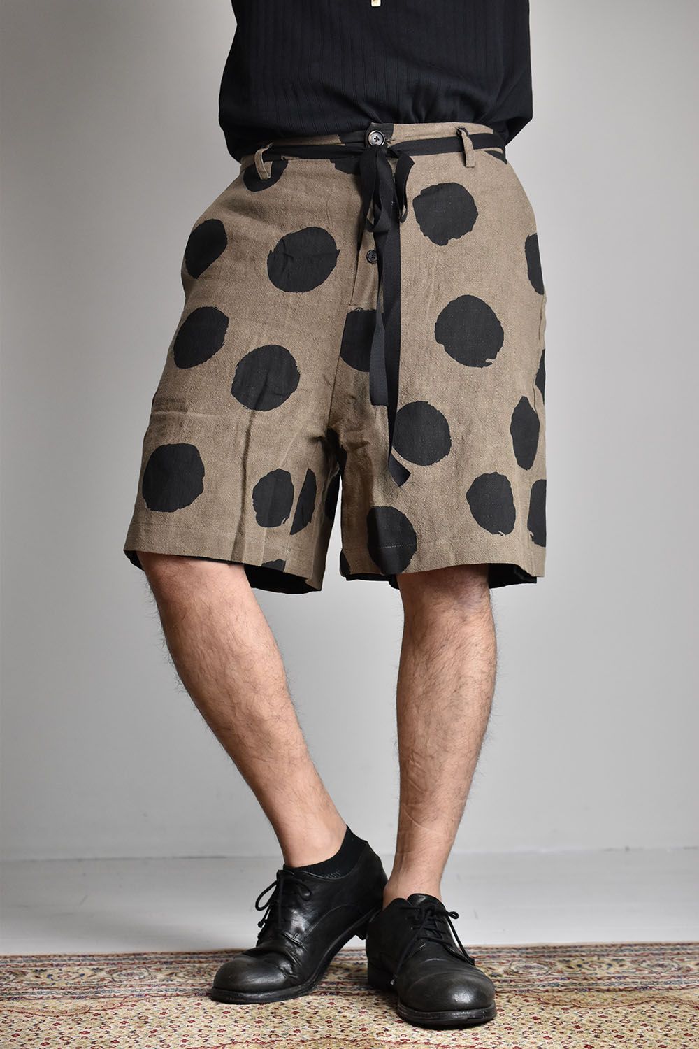 Dots Linen Shorts"Brown,Black"/ドットリネンショーツ"ブラウン,ブラック"