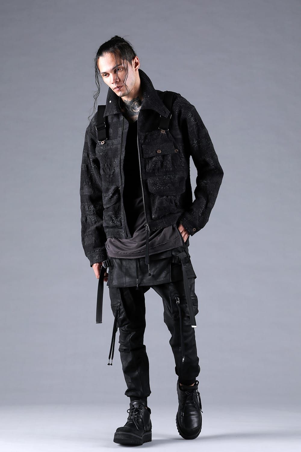 Product Coating Bag Attached Cargo Jogging Pants"Black" / 製品コーティングバッグアタッチドカーゴジョグパンツ"ブラック"