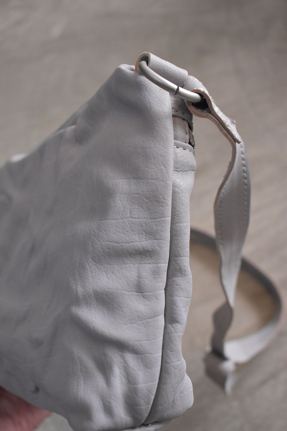 Japan Calf Product Wash Rider's Succotch"White" / ジャパンカーフ製品洗いライダースサコッシュ"ホワイト"