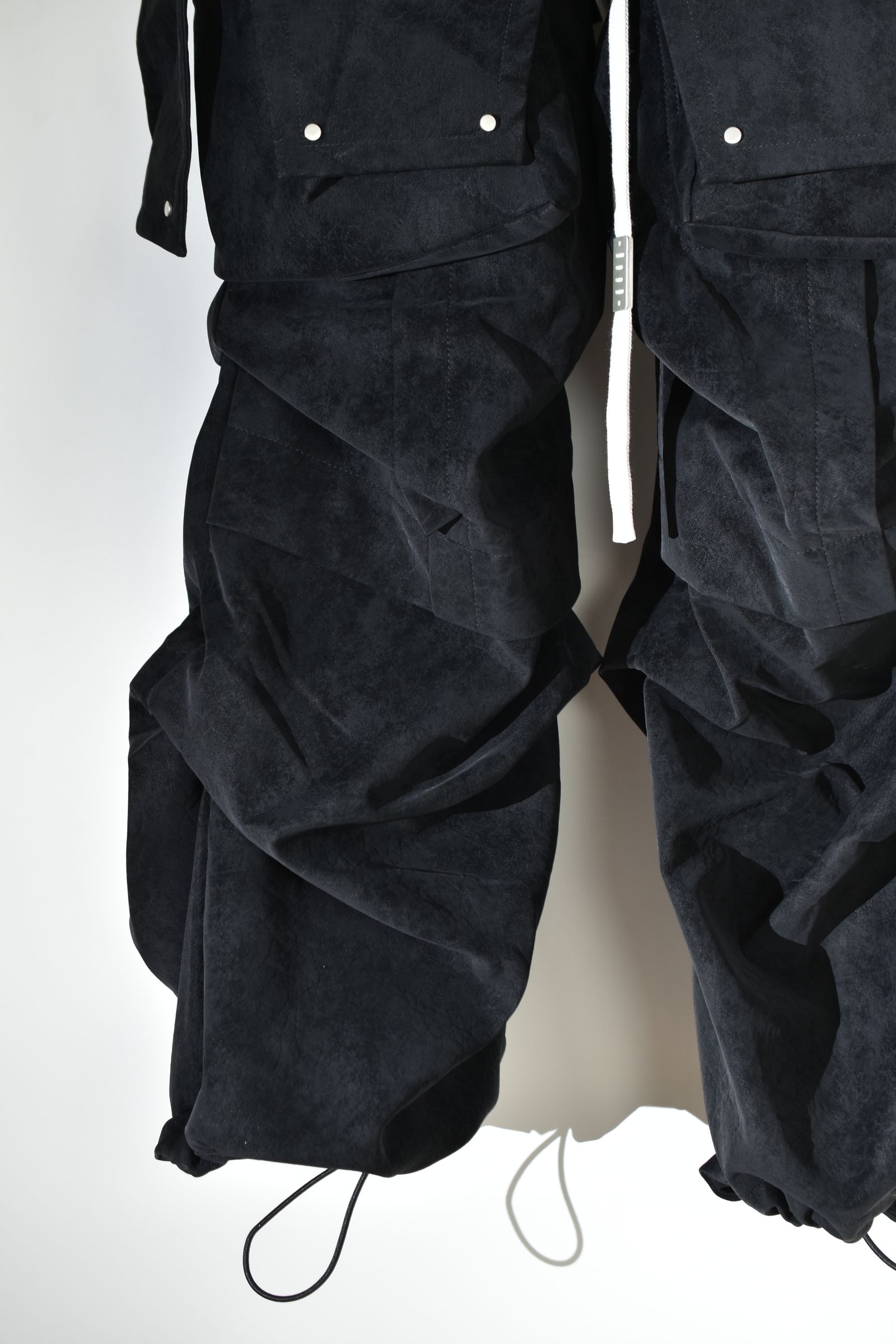 Vegan Suede Leather Cargo Pants"Black" / ヴィーガンスウェードレザーカーゴパンツ "ブラック"
